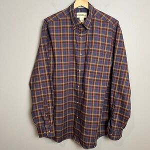 Gander Mountain‎ Shirt Mens Large Plaid Button Down L/S Cotton Wrinkle Resistant